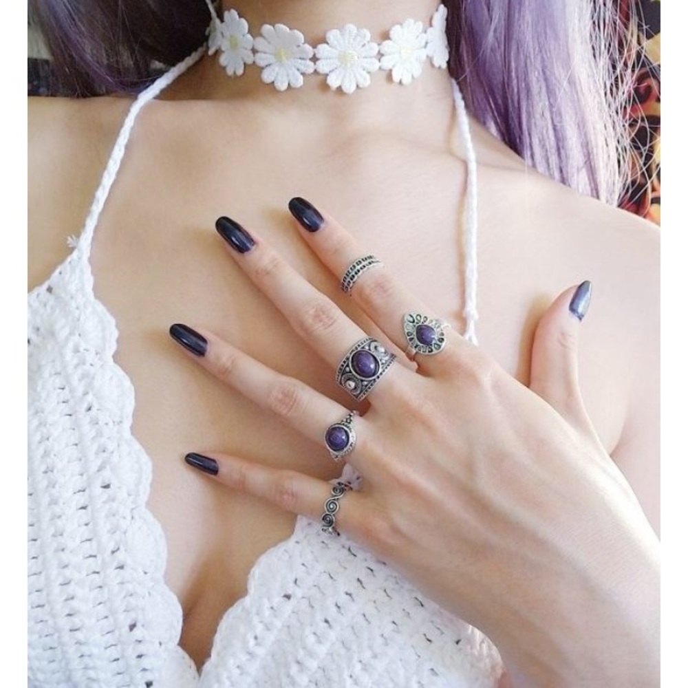 Gold bohemian ring set